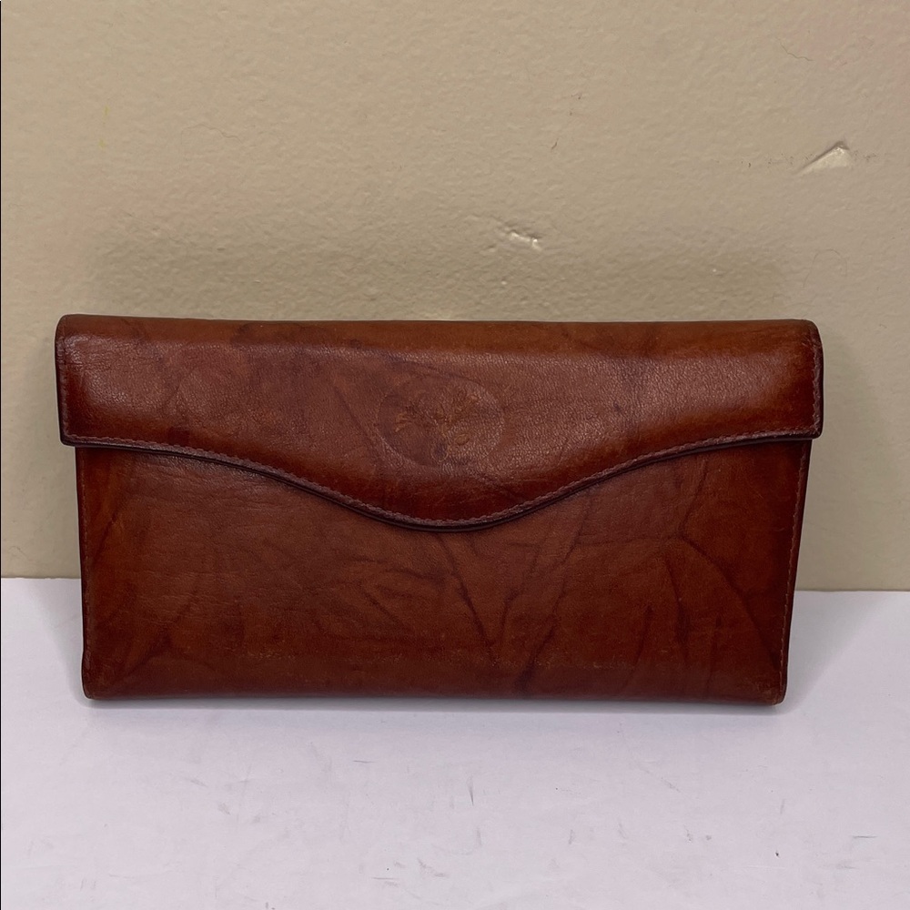 BUXTON Vintage Cowhide Leather Wallet Brown Snap Front Rectangular Shape